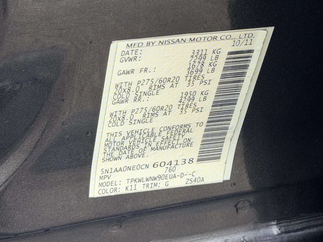 2012 Nissan Armada 4WD 4dr Platinum - 23018671 - 22