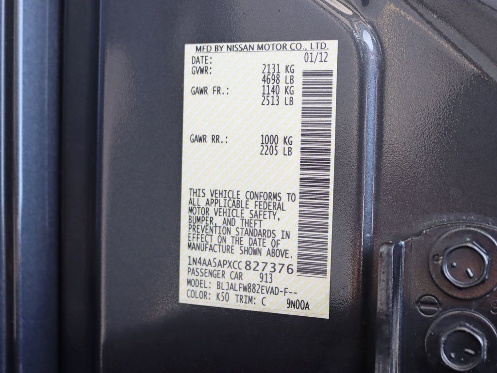 2012 Nissan Maxima 4dr Sedan V6 CVT 3.5 SV - 22884900 - 29
