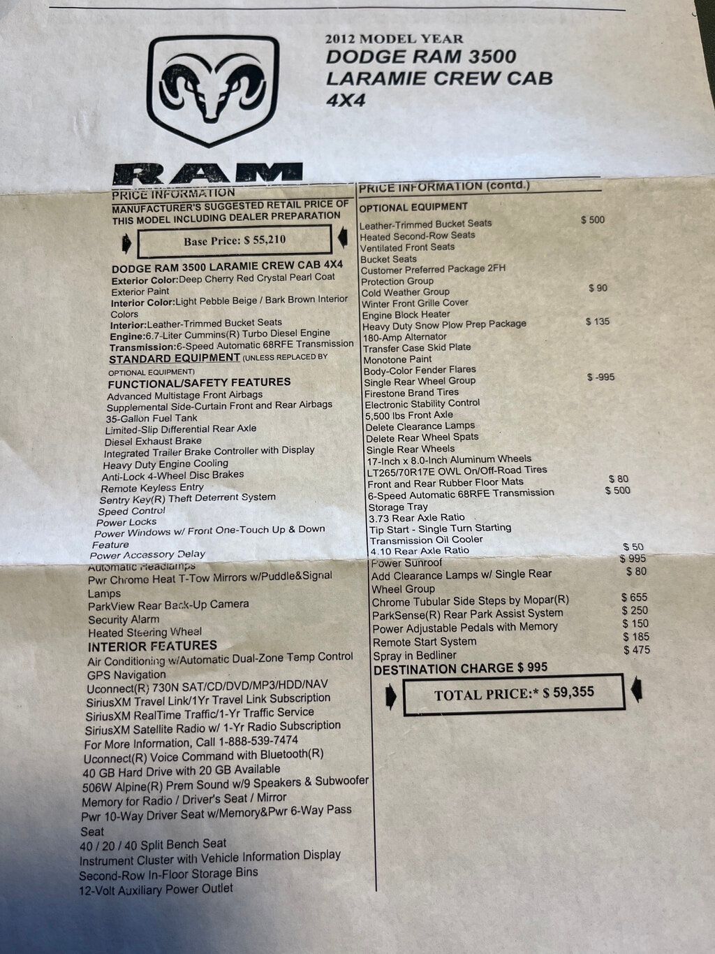 2012 Ram 3500 Ram Cummins Turbo Diesel SRW Long bed 4x4 - 23000100 - 5