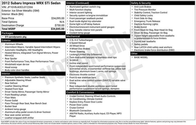 2012 Subaru Impreza Sedan WRX WRX STi - 22973976 - 5