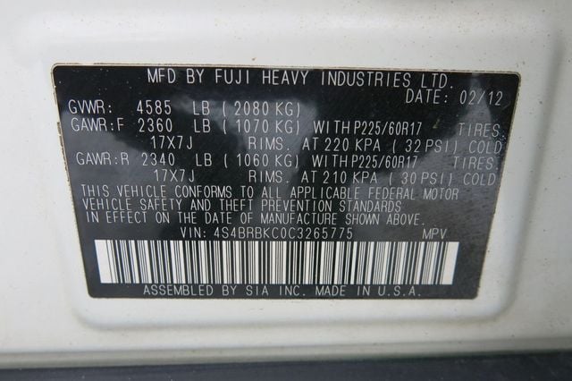 2012 Subaru Outback 4dr Wagon H4 Automatic 2.5i Limited - 22982866 - 35