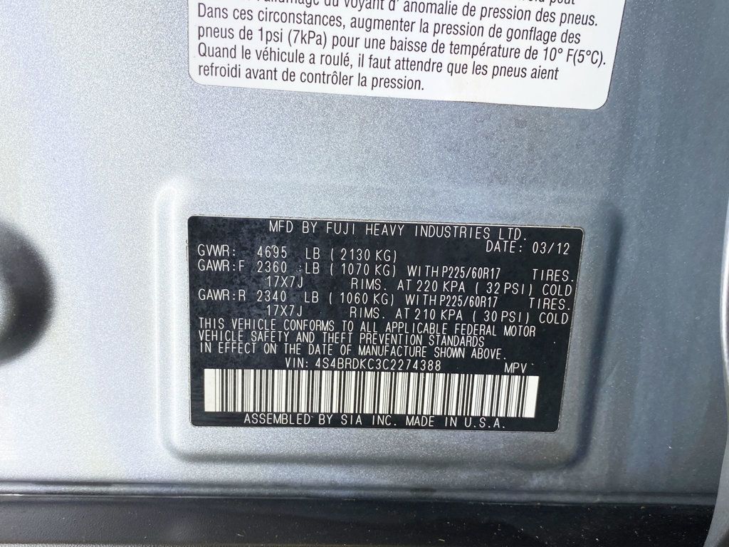 2012 Subaru Outback 4dr Wagon H6 Automatic 3.6R Limited - 22933095 - 61