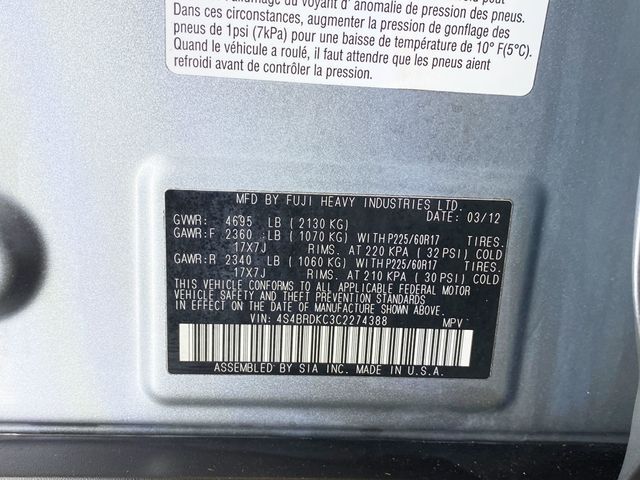 2012 Subaru Outback 4dr Wagon H6 Automatic 3.6R Limited - 22933095 - 61