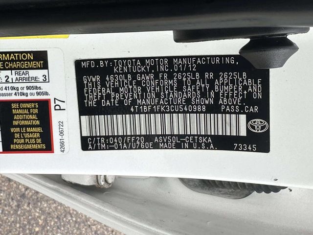 2012 Toyota Camry 4dr Sedan I4 Automatic SE - 22952530 - 25