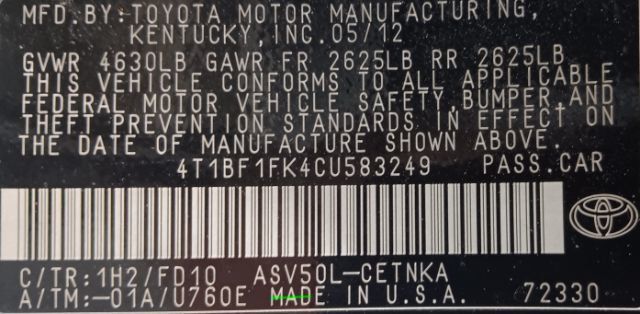 2012 Toyota Camry 4dr Sedan I4 Automatic SE - 22962179 - 5