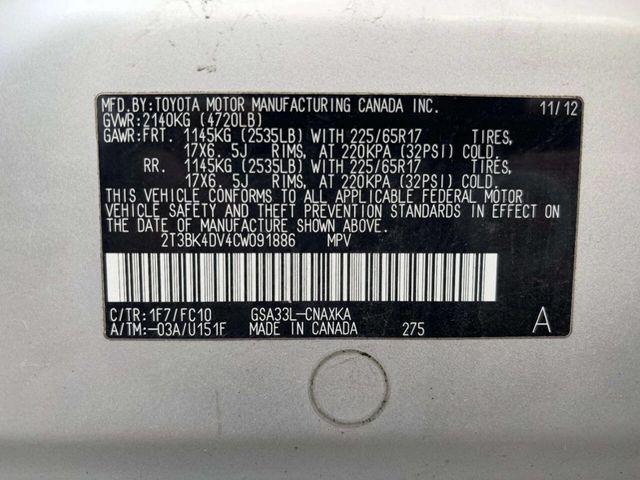 2012 Toyota RAV4 4WD 4dr V6 - 22945279 - 45