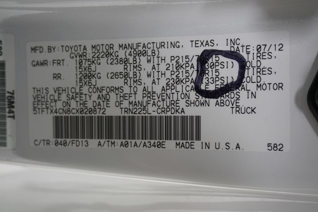 2012 Toyota Tacoma 2WD Access Cab I4 Automatic - 23022613 - 27