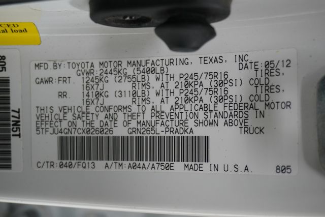 2012 Toyota Tacoma 2WD Double Cab V6 Automatic PreRunner - 22921712 - 25