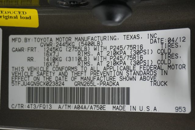 2012 Toyota Tacoma 2WD Double Cab V6 Automatic PreRunner - 22932220 - 25