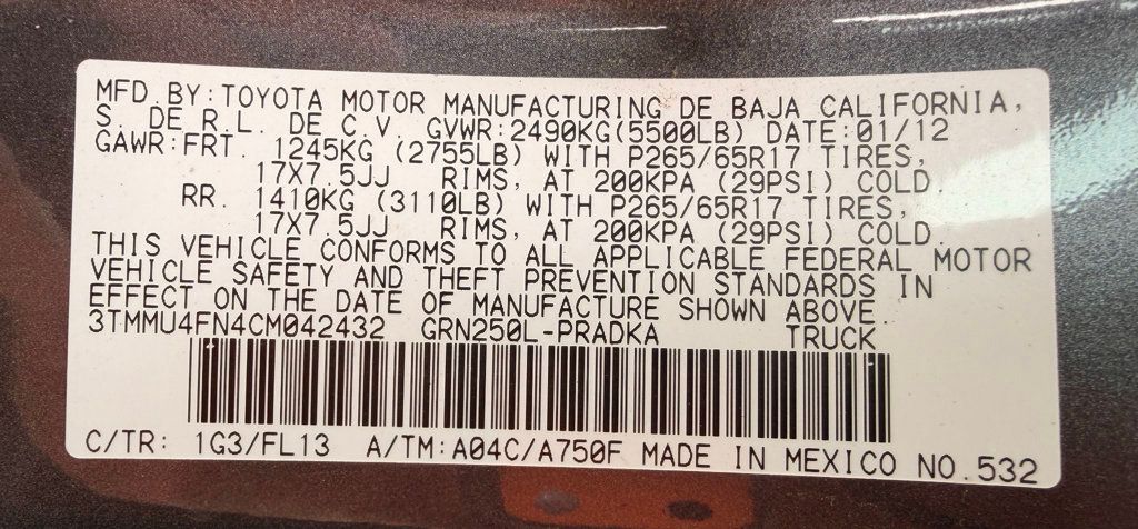 2012 Toyota Tacoma 4WD Double Cab LB V6 Automatic - 23021777 - 39