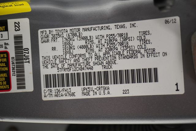 2012 Toyota Tundra Double Cab 4.6L V8 6-Speed Automatic - 22949036 - 20