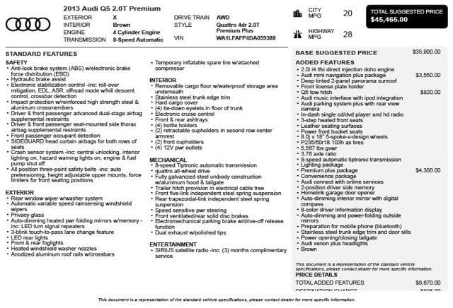 2013 Audi Q5 quattro 4dr 2.0T Premium Plus - 23022397 - 2