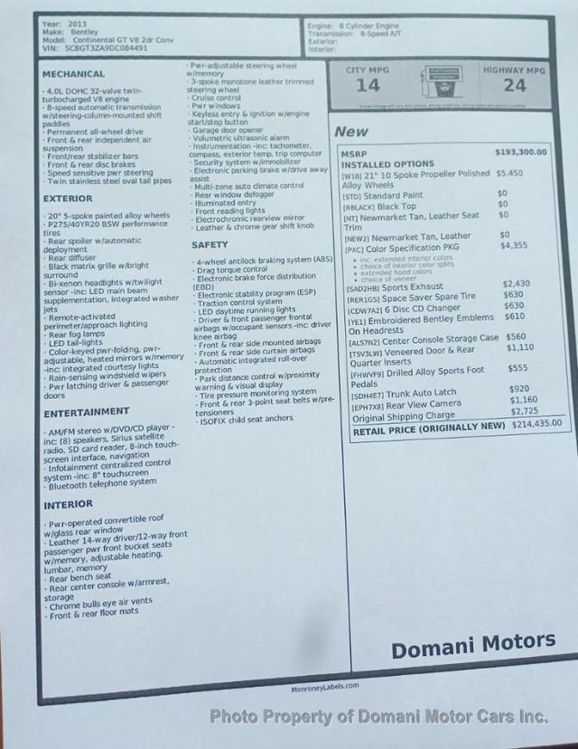 2013 Bentley Continental GT V8 OWN FOR $ 948 @ MONTH , 13K MILES SINCE NEW  - 20979190 - 3