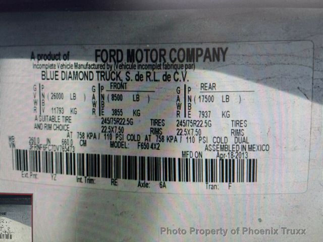 2013 FORD F-650 Super Duty XL 2dr Regular Cab Long straight Chassis DRW - 21381576 - 3