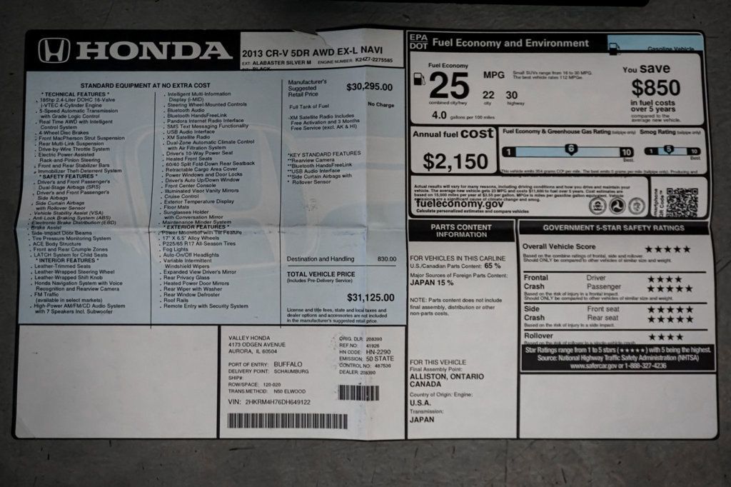 2013 Honda CR-V *AWD EX-L w/ Navigation* *1-Owner* *Low Miles* *Remote-Start* - 22928944 - 76