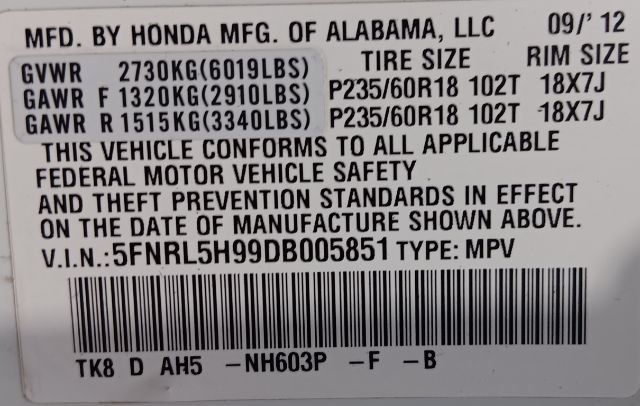 2013 Honda Odyssey Touring - 22416935 - 5