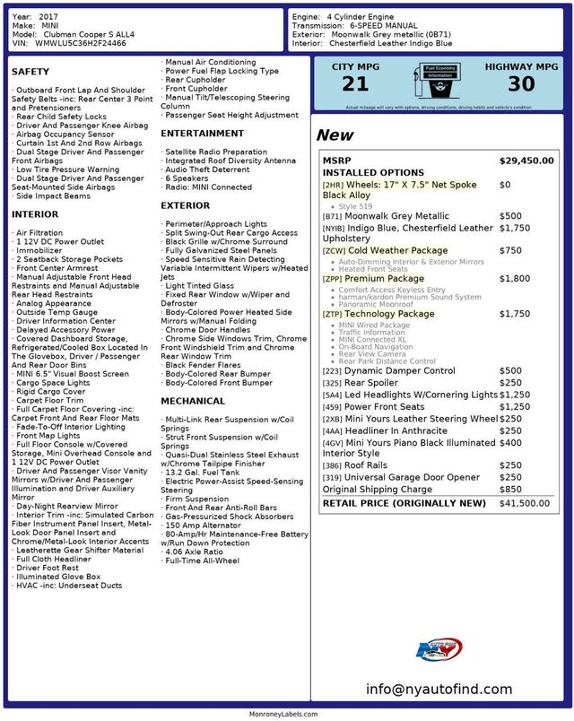 2013 MINI Cooper S Clubman CLEAN CARFAX, PAN SUNROOF, HEATED SEATS, HARMAN KARDON SOUND - 22946571 - 22