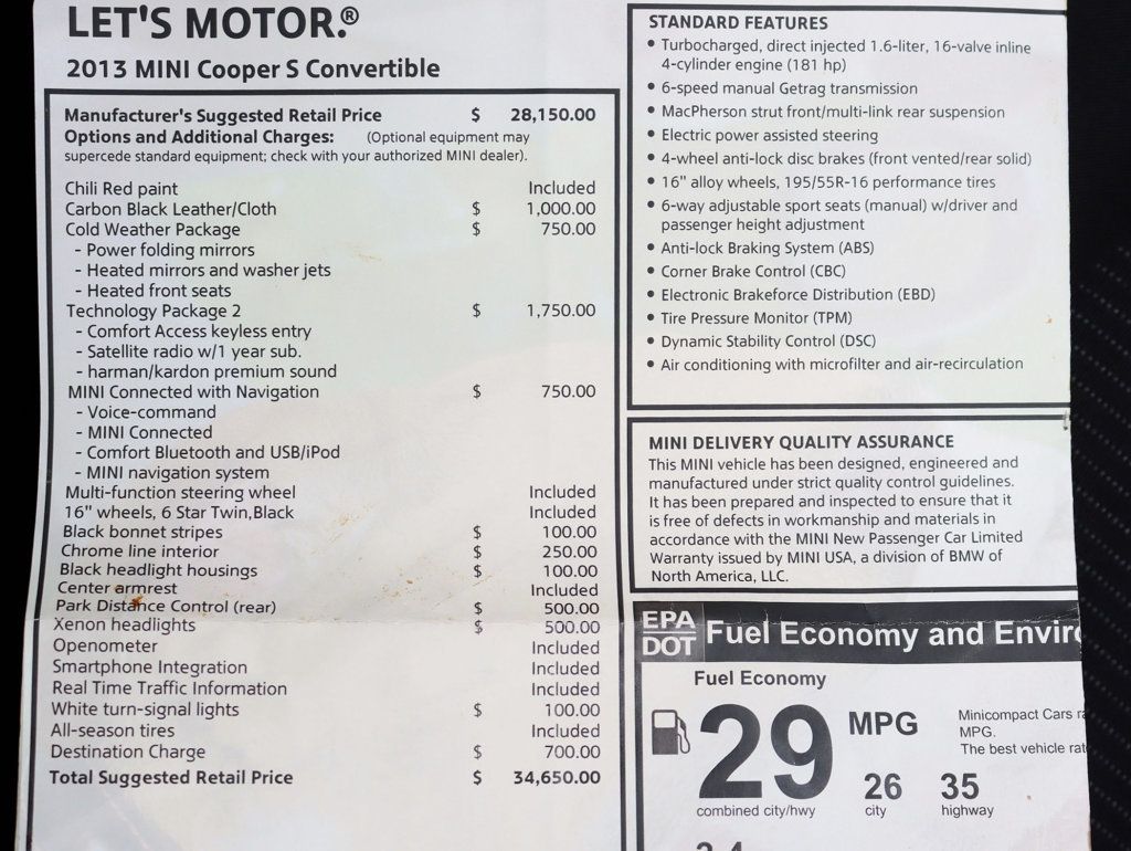 2013 MINI Cooper S Convertible 6Spd Manual Turbocharged Convertible - 22637980 - 2