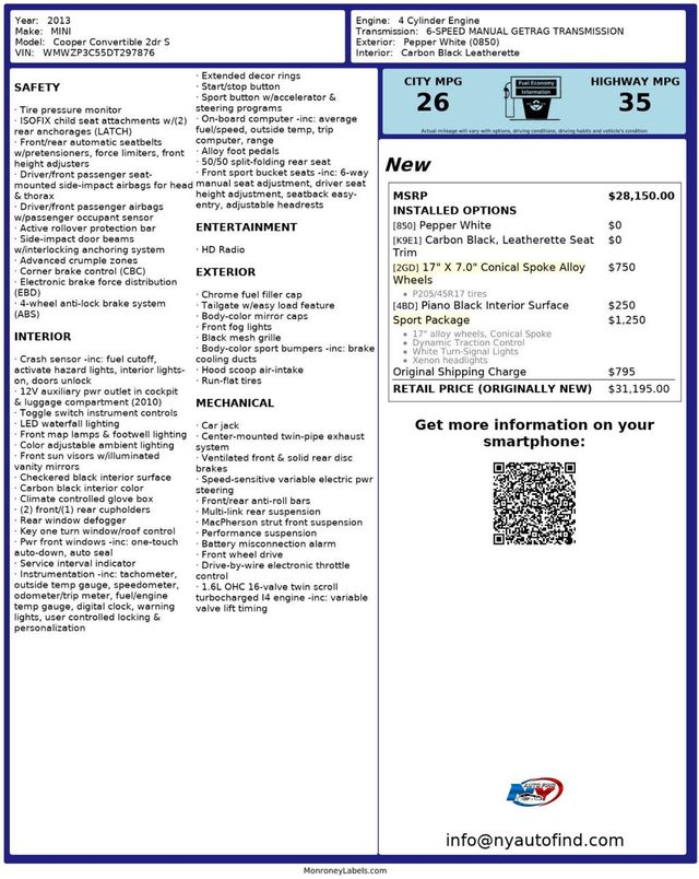 2013 MINI Cooper S Convertible CLEAN CARFAX, 6-SPD MANUAL, CONVERTIBLE, SPORT PKG, 17" WHEELS - 23000110 - 11