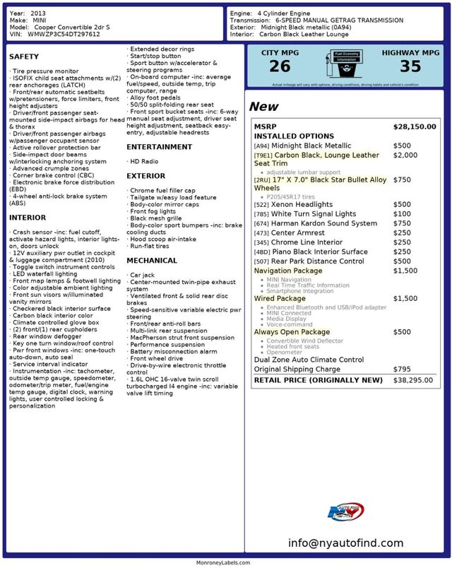 2013 MINI Cooper S Convertible CLEAN CARFAX, CONVERTIBLE, 6-SPD MANUAL, NAVI, HEATED SEATS - 22959824 - 23