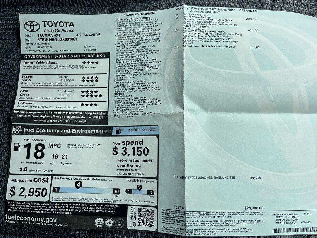 2013 Toyota Tacoma 4WD Access Cab V6 Automatic - 22992337 - 45