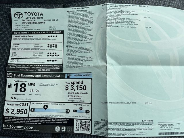 2013 Toyota Tacoma 4WD Access Cab V6 Automatic - 22992337 - 45