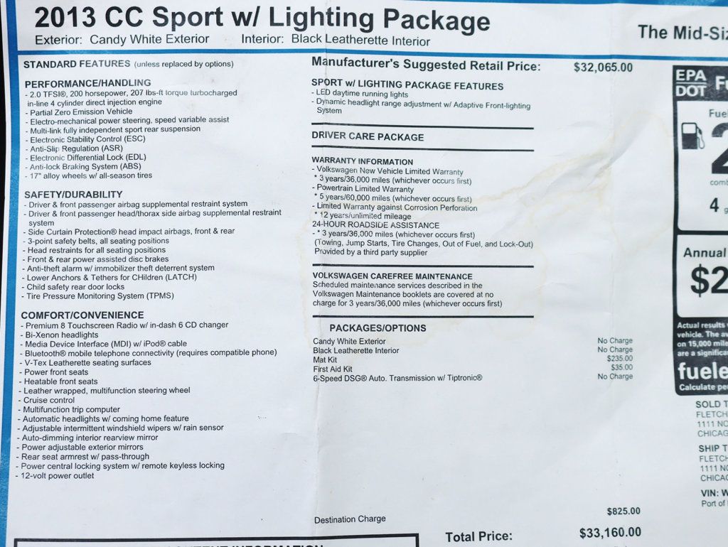 2013 Volkswagen CC 4dr Sedan DSG Sport w/LEDs - 22869716 - 1