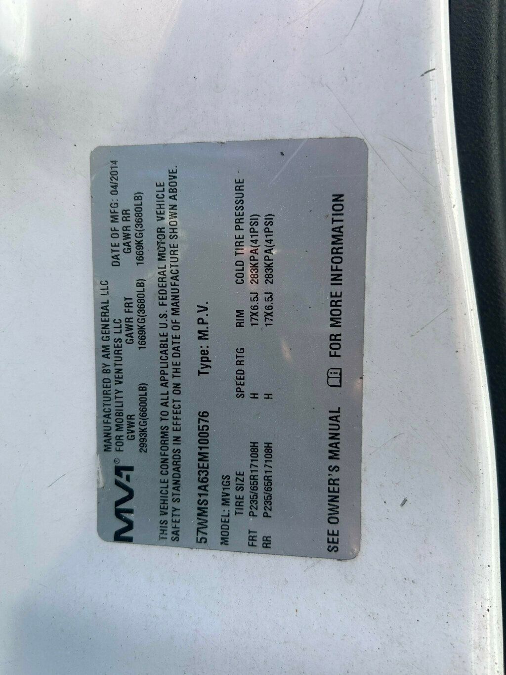 2014 AM General MV1 MOBILITY VENTURES MINIVAN WHEELCHAIR ACCESSIBLE - 22513188 - 35