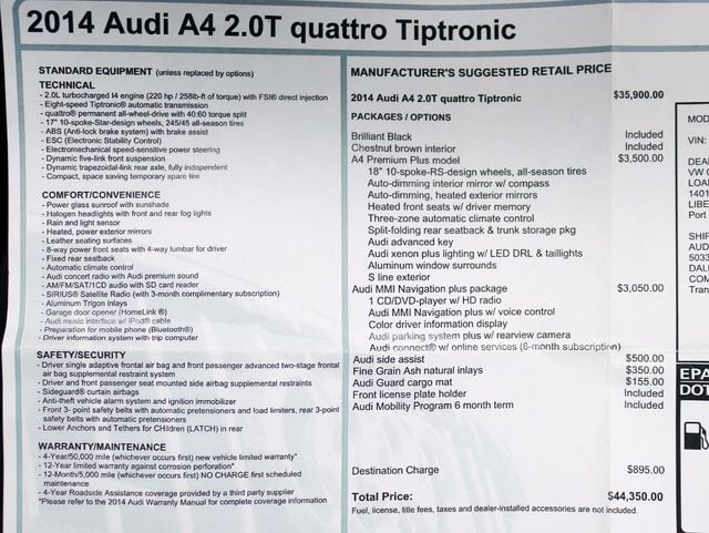 2014 Audi A4 4dr Auto quattro Awd 2.0T Premium Plus S-line w/ Nav - 22262849 - 1