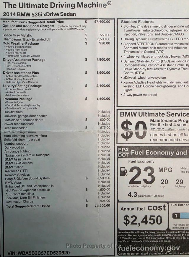 2014 BMW 5 Series 535i xDrive - 23013166 - 1