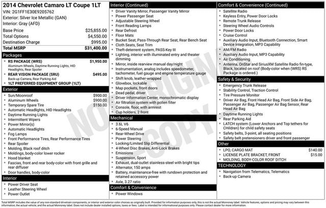 2014 Chevrolet Camaro 2dr Coupe LT w/1LT - 22970134 - 5