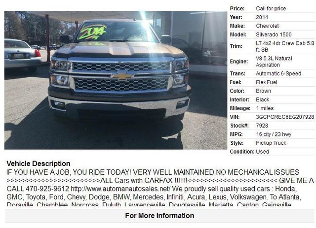 2014 Chevrolet Silverado 1500 2WD Crew Cab 143.5" LT w/1LT - 18789411 - 1