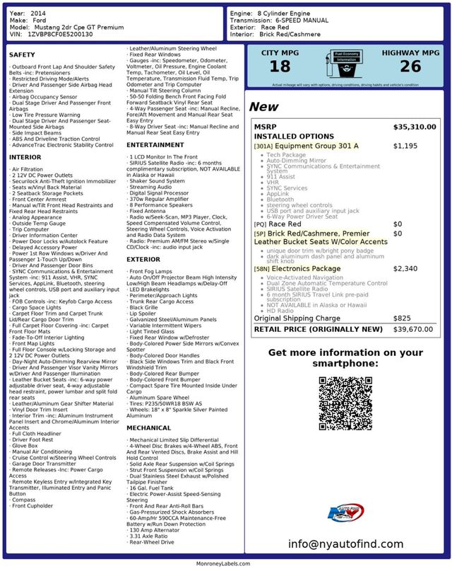 2014 Ford Mustang PREMIUM GT, 6-SPD MANUAL, NAVIGATION, ELECTRONICS PKG, LEATHER - 22945417 - 23
