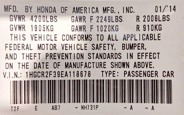 2014 Honda Accord Sedan 4dr I4 CVT LX - 22934379 - 4