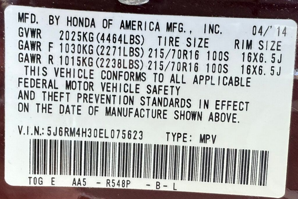 2014 Honda CR-V AWD 5dr LX - 22901361 - 40