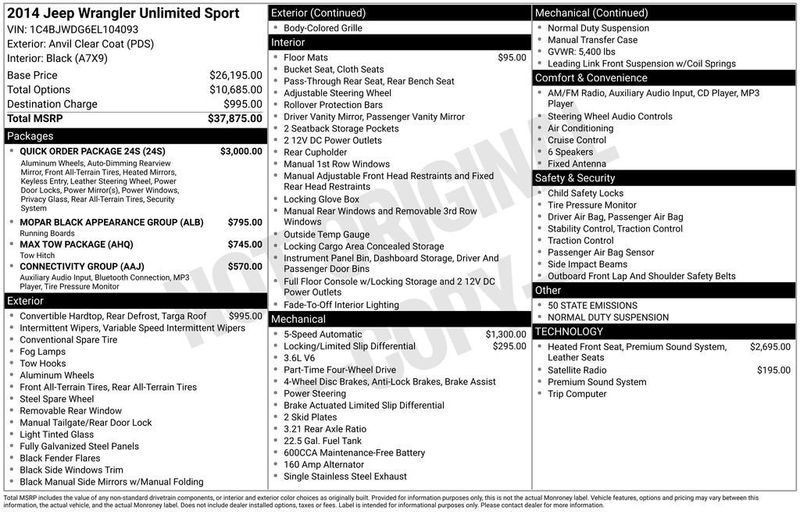 2014 Jeep Wrangler Unlimited Unlimited Sport - 23047492 - 5