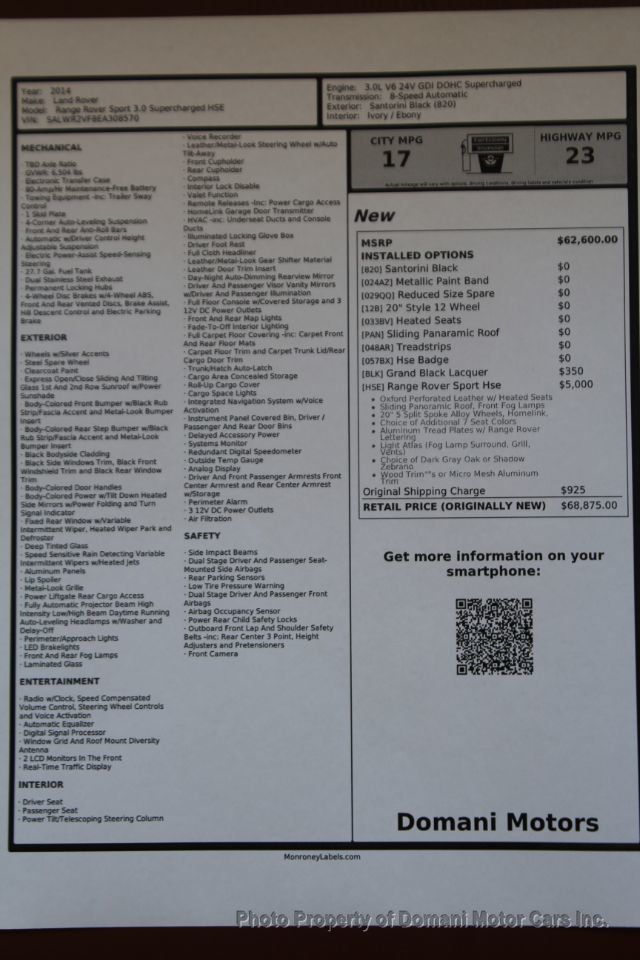 2014 Land Rover Range Rover Sport 2 FL OWNERS  HSE,ORIGINAL WINDOW $ 68,875 - 20593762 - 3