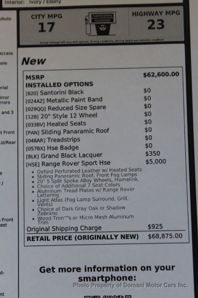 2014 Land Rover Range Rover Sport 2 FL OWNERS  HSE,ORIGINAL WINDOW $ 68,875 - 20593762 - 4
