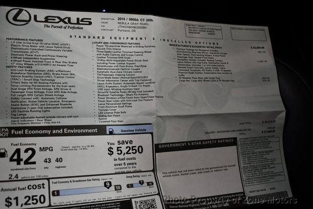 2014 Lexus CT 200h 5dr Sedan Hybrid - 22398974 - 38