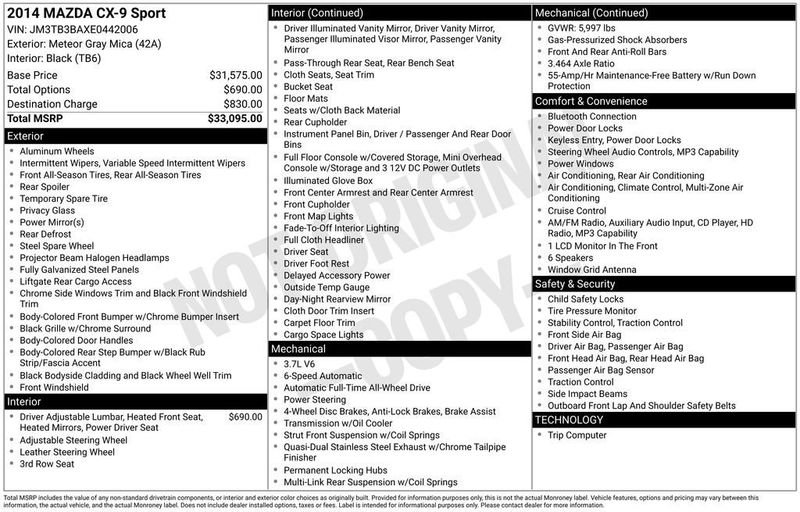 2014 Mazda CX-9 AWD 4dr Sport - 22976579 - 5