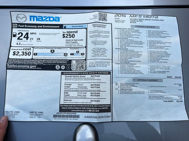 2014 Mazda MX-5 Miata Single Owner Grand Touring Retractable Hard Top Convertible  - 23048741 - 42