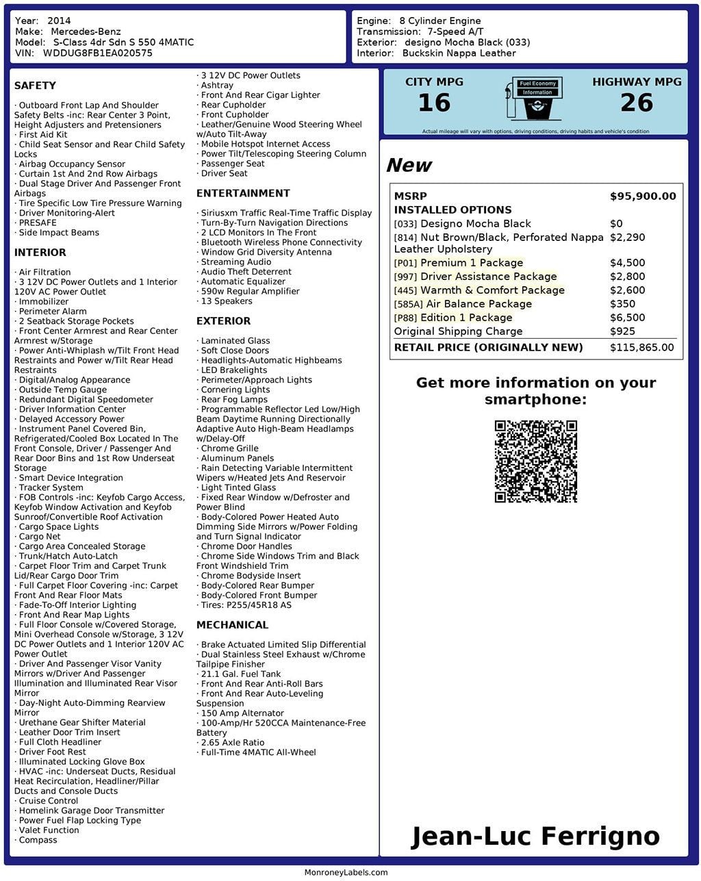 2014 Mercedes-Benz S-Class S550 4MATIC Edition 1 Sedan - 22997487 - 71