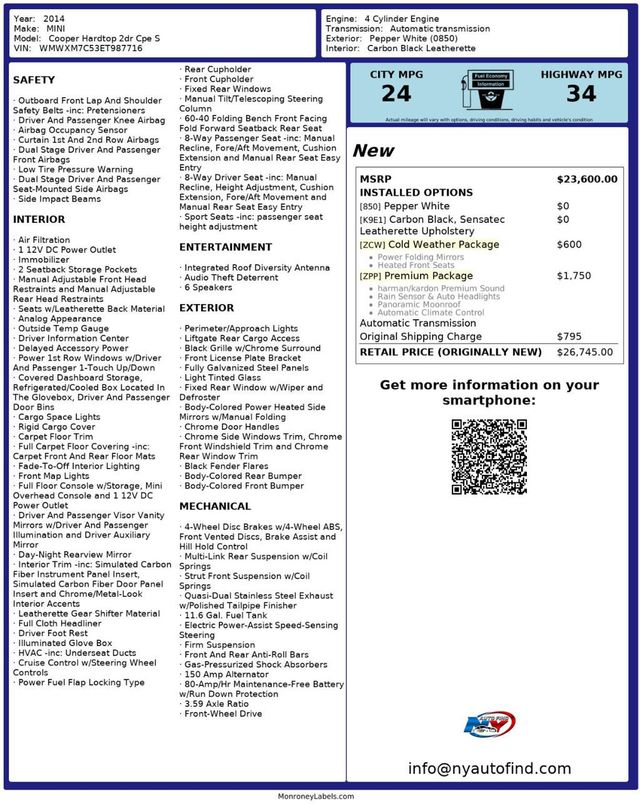 2014 MINI Cooper S Hardtop 2 Door CLEAN CARFAX, PAN SUNROOF, HEATED SEATS, PREMIUM PKG - 23009261 - 10