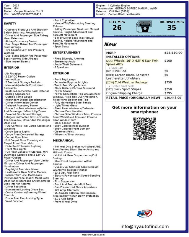 2014 MINI Cooper S Roadster CLEAN CARFAX, CONVERTIBLE, 6-SPD MANUAL, HEATED SEATS - 22931406 - 22