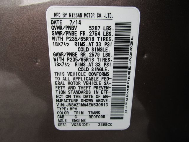 2014 Nissan Murano AWD 4dr SL - 22975402 - 35