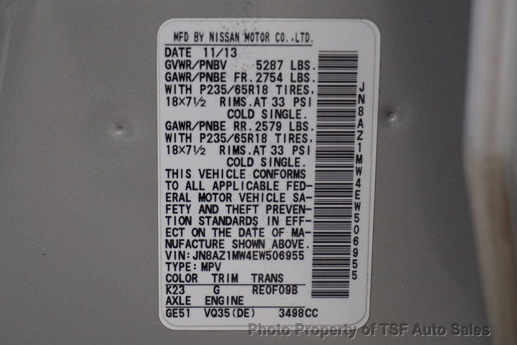 2014 Nissan Murano AWD 4dr SL NAVI REAR CAMERA PANO ROOF LEATHER HEATED SEATS  - 22950412 - 34