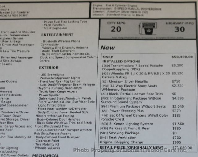 2014 Porsche Boxster TIPTRONIC,  $19K IN OPTIONS,ORIGINALLY $ 71,080 - 21757536 - 6