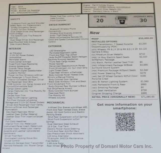 2014 Porsche Boxster TIPTRONIC,  $19K IN OPTIONS,ORIGINALLY $ 71,080 - 21757536 - 80