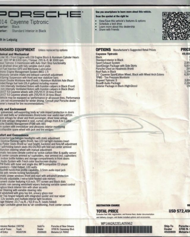 2014 Porsche Cayenne 2014 PORSCHE CAYENNE SPORT DESIGN EDITION - 22978240 - 63