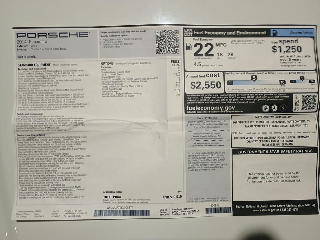 2014 Porsche Panamera 4dr Hatchback 4 Clean Carfax Florida Car - 22958111 - 45